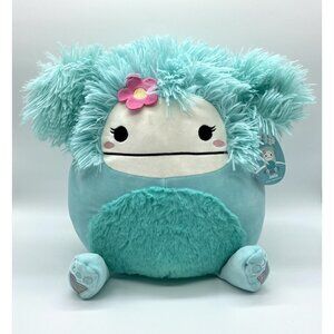 Squishmallow 12” Joelle Bigfoot Teal Blue Pink Flower Plush NWT New